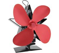 Heat Powered Stove Fan 4 Blade Silent Wood Burning(Red) | Thermal electric module, no para battery needed, starts at low para temp, silent motor, operation