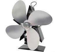 Heat Powered Stove Fan 4 Blade Silent Wood Burning(Silver) | Thermal electric module, no para battery needed, starts at low para temp, silent motor, operation