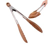 Heat Resistant For Barbecue, Camping, Home Kitchen, Restaurant Use | Wooden Salad Tongs,Non-Slip Kitchen Cooking Food T0ngs - Pasta Bread Pickles Serving Tongs With Hole,