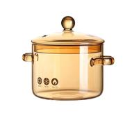 Heat Resistant Glass Pot, Clear Cooking Pot Set, Transparent Cookware with Lid, Sturdy Borosilicate Kitchen Vessel, Food Heater with Modern Style, Home Cookware for Stove Microwave