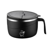 Heat-Resistant Noodle Bowl - 1200ml Anti-Scald Soup Mug with Lid and Fork | 304 Stainless Steel Large-Capacity Instant Noodle Bowl for Kitchen, Pho, Pasta, Oatmeal, Gumbo, Salad, Home, Dorm Room