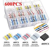 Heat Shrink Conectores Kit de soldadura de junta del cable Conectores Kit impermeable y terminales aislados cable eléctrico,Compacta y ligera(600Pcs)