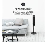Heat Spire en torre 1200/2200W Temporizador 8h Termostato Negro OneConcept