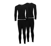 Heat Stoke®️ Pack de 2 Conjuntos Térmicos para Hombre Calzoncillos Largos Pantalón Capa Base Cálida Negro Carbón Blanco S,M,L,XL,XXL (Black, XXL)