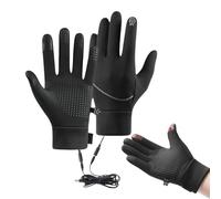 Heated Gloves, Windproof Thermal Warmers, USB Electric Heating Design, Soft Insulated Interior, Black and Blue, Ideal for Cycling Hunting Driving Kitchen Winter Snow Outdoor Use