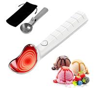 Heated Ice Cream Scoop,Electric IceCream Scoop Rechargeable,One-Touch Heat to 45°C in 15s Flat (Max 70°C),IP67 Waterproof Icecream Scooper for Hard Ice Cream,Gelato,Cookie Dough (White)