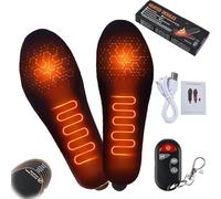 Heated Insoles, Rechargeable Heated Insoles for Men Women, Rechargeable Breathable Soft Heated Shoe Boot Insoles Rechargeable with Remote Control 3 Heat Settings for Outdoor Activities (Set-A,35-40)