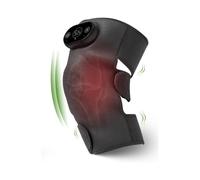 Heated Knee Massager Heated Brace Wrap for Pain Relief, Portable Massager Joint Pain, Cordless Battery Powered Heating Pad with 5 Massage Modes Gray