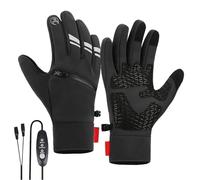 Heated Motorcycle Gloves - Three Temperature Settings Touchscreen USB Plug In - Electric Heated Gloves With Pockets | Mittens Warmer, Sport Specific Clothing For Winter Sports Hiking Hunting C