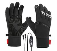 Heated Motorcycle Gloves - Three Temperature Settings Touchscreen USB Plug In - Electric Heated Gloves With Pockets | Mittens Warmer, Sport Specific Clothing For Winter Sports Hiking Hunting C