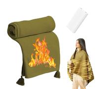 Heated Shawl Wraps for Women, Portable Soft Zipper Electric Heated Blanket Shawl, Cordless Heated Blanket with 3 Heating Levels for Home Travel Camping (Green,with Power Bank)