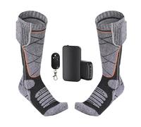 Heated Socks Electric - Cotton 4000mAh 3 Level Temp Control Pair | Winter Heating Socks with Remote Control, Full Sole Warmth, Outdoor Sports Use | Thermal Foot Warmer Skiing Hiking, Cycling Camping