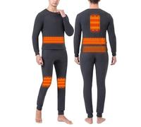 Heated Thermal Underwear Set for Men & Women, Unisex USB Charging Soft Warm Base Layer, Heating Thermals and Bottoms,M