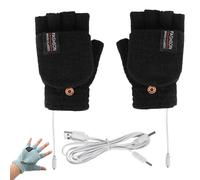 Heated Warm Fingerless Glove with Cover for Cold, Unisex Winter Hands Warmers Half Finger USB Heating Gloves, Washable Rechargeable Typing Glove for Office Home