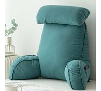 HEATHE Cojín de Lectura con Reposa Brazos,Almohada de Lectura Respaldo para Cama,con Almohada para el Cuello,Ideal como Respaldo para Leer o Jugar (Verde Esmeralda)