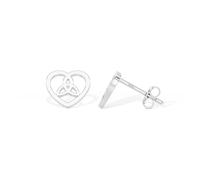 Heather Needham Silver Pendientes de tuerca de plata de ley chapados en rodio con forma de corazón celta para mujer, 8,5 mm, en caja de regalo 232, Plata de ley