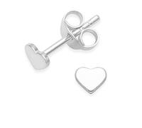 Heather Needham Sterling Silver Heart Earrings - pequeños pendientes planos de corazón - TAMAÑO: pequeño 4mm. Mucho más pequeño que en la foto - Caja de regalo 5010