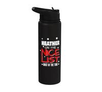 Heather On The Nice List Funny Christmas Heather Nombre Stainless Steel Insulated Water Bottle
