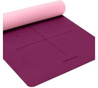 Heathyoga Esterilla de yoga antideslizante de TPE para pilates, entrenamiento en casa, gimnasio, fitness, tapete de yoga grueso y caliente con correa de alineación corporal, 72 x 26 pulgadas de grosor