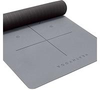 Heathyoga Esterilla de yoga antideslizante respetuosa con el medio ambiente, sistema de alineación corporal, material TPE certificado SGS, superficie antideslizante texturizada y amortiguación óptima,