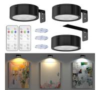 HeatingLux 3 Luces Para Cuadros con Mando, Aplique Luz Cuadros Sin Cable 3 temperaturas de color, Luces Inalámbricas para Cuadros, Luz Pintura LED Magnético para diana, marco de imagen y retrato