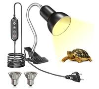 HeatingLux Lámpara Calefactora, Lámpara Calefactora E27 con Función de Temporizador y Control de Temperatura, Incluye Dos Bombillas Calefactoras E27 UVA UVB de 100W con Clip para Tortugas