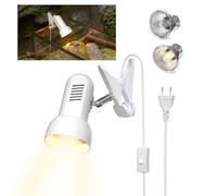 HeatingLux Lámpara Calor para Reptiles, E27 Lámpara de Calor de Terrario con Clip,Dos Lámparas Calor Arrastre de Tortuga UVB/UBA de 50W,Apto para Reptile y Anfibios Tortuga Lagartos Arañas Serpientes
