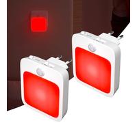 HeatingLux Luz roja nocturna melatonina con sensor de movimiento, 3 modos de sensor lámpara de noche enchufable, regulable lampara luz roja para dormitorio, cuarto del bebé, cocina, cuarto de baño