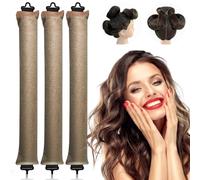 Heatless Hair Curlers, 3 Piezas De Rizador De Pelo Sin Calor Durante La Noche, Rizador Pelo Sin Calor Cubierta De Franela, Rulos Flexibles Para Rizar Pelo, Para Cabello Largo De Mujer (Sand)