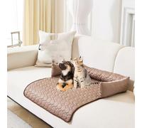 HeatRelief Cooling Dog Bed, Pelzbarn Kühlendes Sofabett, waschbar Kühlendes Hundebett für Sofa, Boden Auto, Hundedecke Sofa Halten Sie Ihr Fellbaby kühler und bequem (Braun, 90*90 CM)