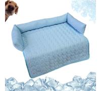 Heatrelief Cooling Dog Bed, Waterproof Couch Self Cooling Cover Mat for Dogs,Washable Coolings Pad with Supportive Pillows,Anti-Slip Machine Washable Pet Bed for Car Couch (Blue,35.4*35.4in/90*90cm)