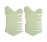 HEATSHAKING 2 Peines Masajeadores de Jade Natural Cabello Tabla de Raspar, Diseño Portátil y Color Verde Claro para Cuidado y Masaje del Cuero Cabelludo
