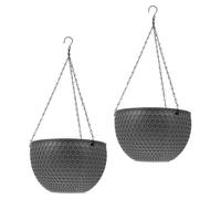 HEATSHAKING 2 Piezas Jardinera Colgante Redonda Maceta para Plantar Balcón de Plástico, Diseño de Gancho, para Flores y Suculentas, Decoración Interior del Hogar