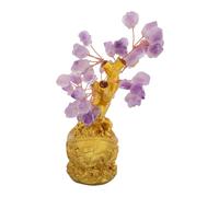 HEATSHAKING Adornos de Cristal para Árbol Bonsáis de Amatista Morado Base Yuanbao Cristales Curativos para Decoración de Escritorio Hogar y Oficina Riqueza y Suerte
