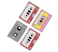 HEATSHAKING Broche para mujer de dibujos animados retro en forma de cassette, broche de aleación, 4 piezas, decoracion vintage para fiestas Varios estilos