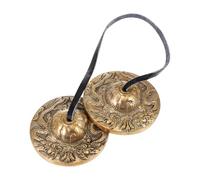 HEATSHAKING Campana de Platillos de Latón Dorado Hecha a Mano para Música y Meditación, Instrumento de Percusión Portátil Diseño de Correa para Uso en Mindfulness