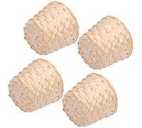HEATSHAKING Cesta Práctica y Conveniente Beige de Almacenamiento Tejida de Bambú 4 Piezas para Organizar Artículos en Balcón o Terraza
