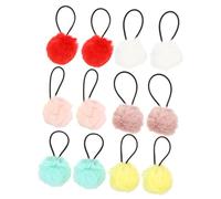 HEATSHAKING Coleteros Esponjosos Cabello Pompones Cintas Elásticas 12 Unidades Colores Variados Accesorio para Peinados Moda para Niña Uso Diario