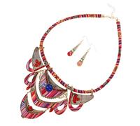 HEATSHAKING Conjunto de Joyería Bohemia Tribal con Collar Babero y Pendientes Estilo Étnico Vintage para Mujer Diseño y Patrón Aleatorio para Fiestas y Reuniones Estilo Varios estilos