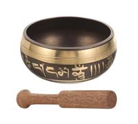 HEATSHAKING Cuenco Tibetano y Práctica Mindfulness para Yoga de Meditación Varios estilos con Mazo de Madera, Cuenco de Sonido para Alivio del Estrés Set de Cobre y Madera