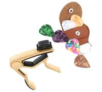 HEATSHAKING Juego De Cejilla Multifunción De Metal Para Guitarra Cejilla Para Guitarra Acústica y Eléctrica Resistentes y Porta Púas Portátil Para Músicos y Accesorios De Instrumentos