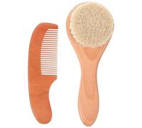 HEATSHAKING Juego de Cepillo de Lana Peine de Madera Cerdas Seguras y Diseño para Desenredar Delicadamente el Cabello y Cuero Cabelludo para Niño Recién Nacido