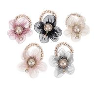 HEATSHAKING Lazos Pelo Perlas y Soporte Caballo, 5 Piezas de Accesorios Cabello de Niñas Diseño Delicado y Material de Tela Cómodo para Bailar o Uniforme Escolar Estilo Varios estilos
