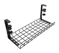 HEATSHAKING Organizador de Cables Bajo Escritorio Soporte de Almacenamiento para Gestión de Cables Rack de Cableado Durable y de Instalar Color Negro