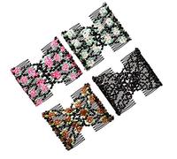 HEATSHAKING Peines Dobles Cabello Cuentas Decorativas, Pinzas Elásticas de Moda para Mujeres y Niñas, Juego de 4 Unidades, Accesorios Versátiles para Peinados y Uso Diario Varios estilos