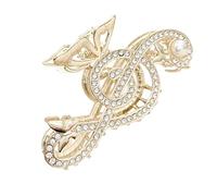 HEATSHAKING Pinza Cabello y Versátil Diseño de Nota Musical Dorada Fuerte Resorte Aleación Rhinestones y Perlas para Accesorios de Cabello Elegantes para Mujeres