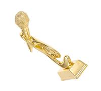 HEATSHAKING Trofeo Símbolo de Reconocimiento y Motivación Nota Decorativa de Resina de Micrófono Dorado para Concurso Infantil de Voz en Habitación