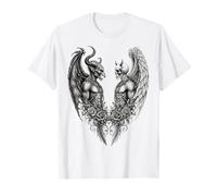 Heaven and Hell Demon Angel Skull Gothic Tattoo Camiseta