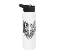 Heaven and Hell Demon Angel Skull Gothic Tattoo Stainless Steel Insulated Water Bottle