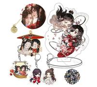 Heaven Blessing Juego de marcapáginas Hua Cheng Xie Lian Acrílico Soporte Decoración Anime Keychains Cosplay Accesorios Insignia con Pegatinas 16 Piezas